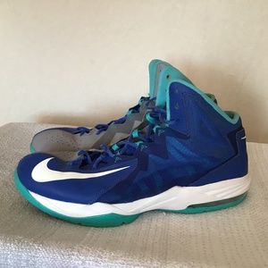 Nike Air Max Stutter Step 2 lace up mid top basketball shoes royal/aqua 12